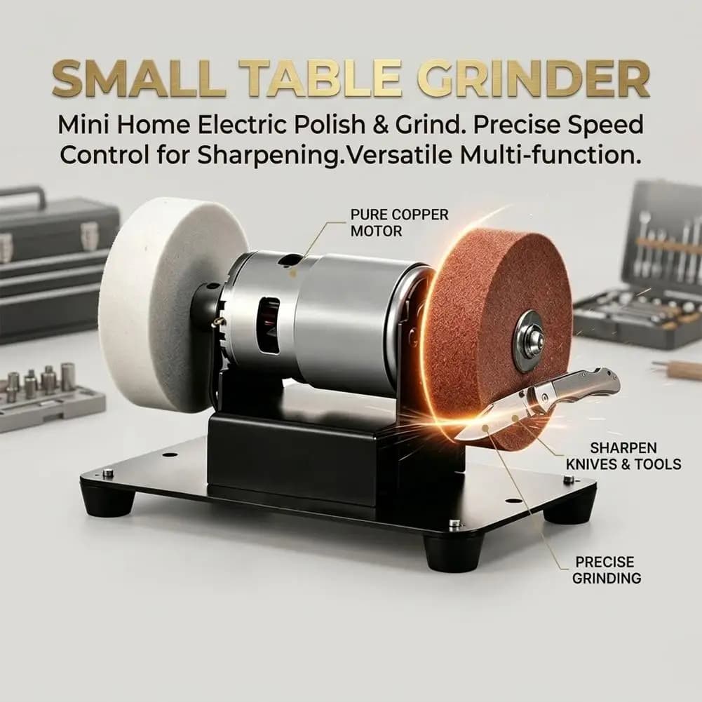 Industrial 100W Portable Mini Bench Grinder Pure Copper Motor Speed Adjustable Desktop Grinding Wheel Knife Sharpener EU Plug