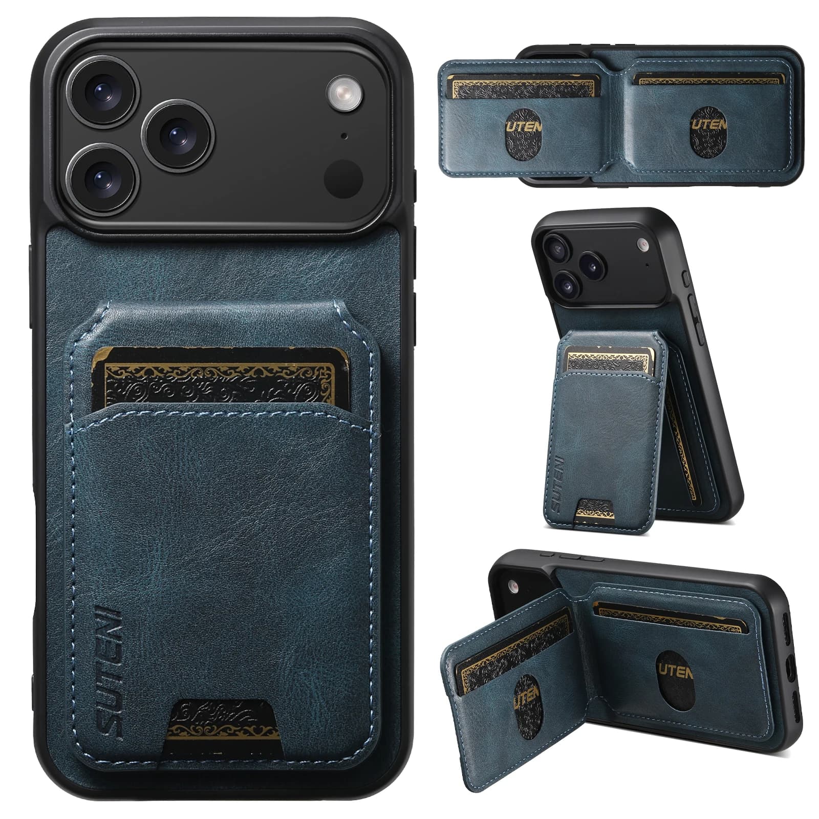Luxury Leather Wallet Case For Iphone 17 Pro Max,17 Air,17e Card Holder Slot Kickstand Cover
