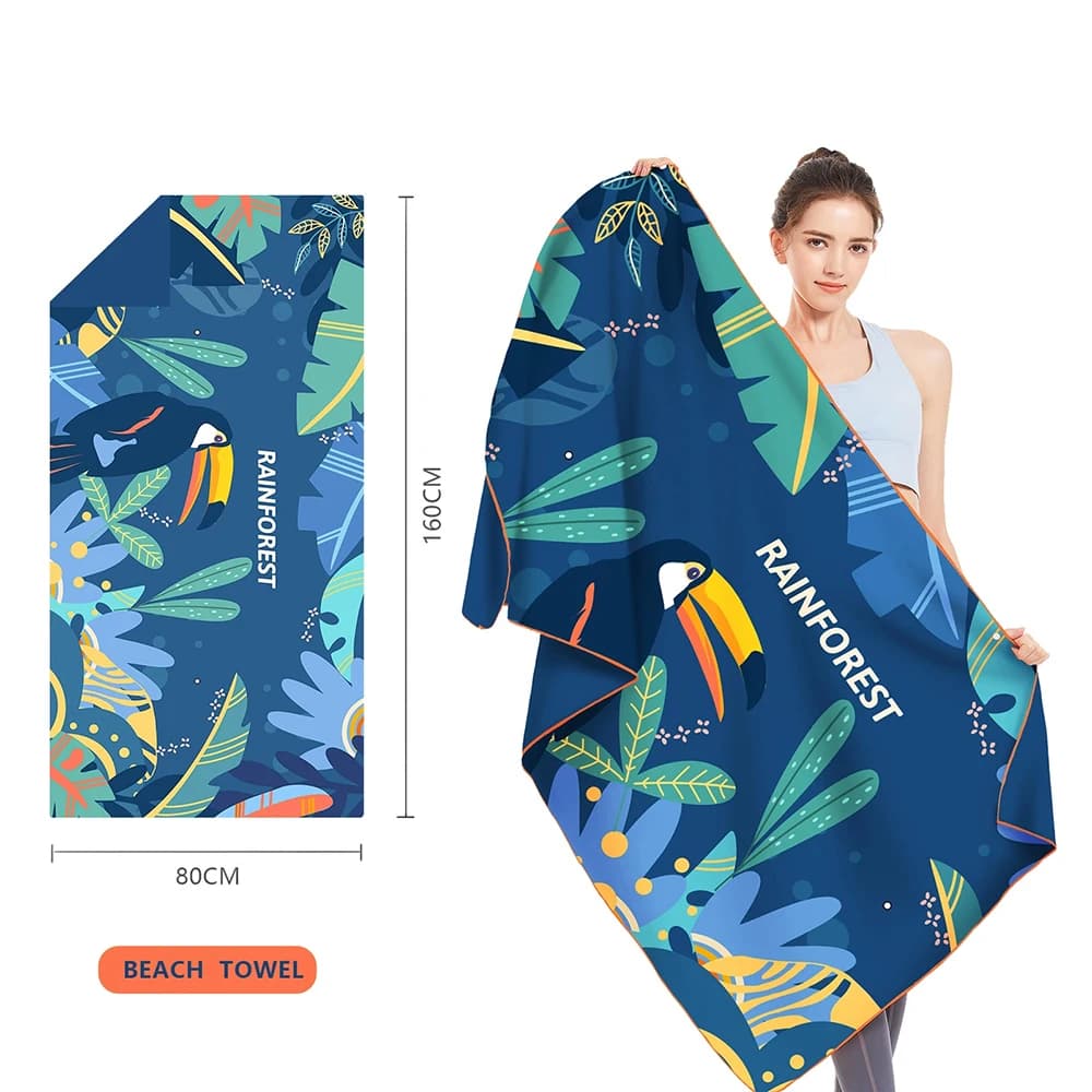 Asciugamano da spiaggia in microfibra ad asciugatura rapida Asciugamani da nuoto stampati super assorbenti per piscina, palestra, yoga, viaggi all'aperto, oversize