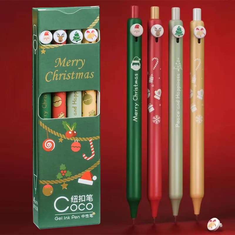 4 pz/pacco Merry Christmas set di penne Gel regalo di celebrazione penna a sfera in Gel carino ricarica nera penna per scrittura a inchiostro materiale scolastico nuovo