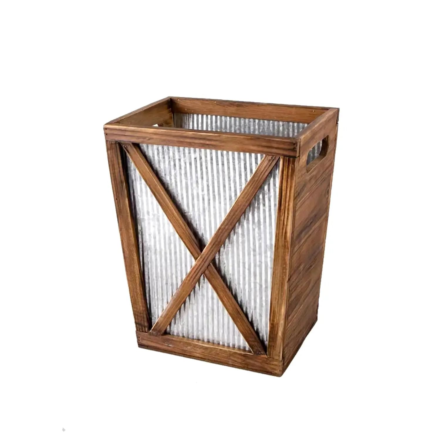 Cestino per Rifiuti in Legno, Cestino Decorativo Stile Fienile, Cestino per Spazzatura Rustico Effetto Invecchiato, Cestino Rettangolare