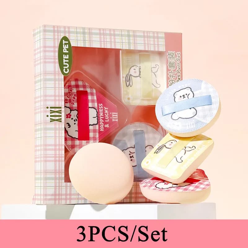 3PCS Makeup Blender Applicator Sapphire Sponge for Soft and Elastic Cosmetic Foundation Do not Eat Dust Makeup Kit for Dry and Wet Double Use