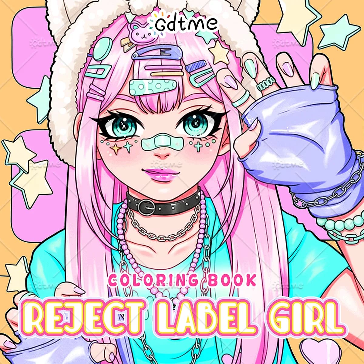 REJECT LABEL GIRL Coloring Book for Adults Cute Anime Girl Bold Easy Patterns Stress Relief Relax DIY Drawing Activity Book