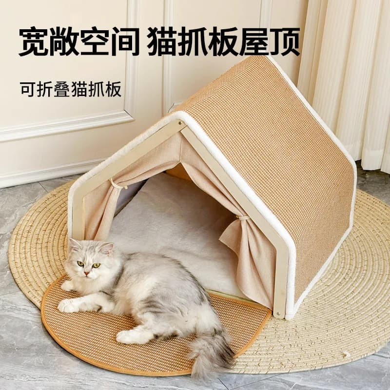 All Season Cat House, Half Closed Shell Cat Tent, Sisal Scratching Pad No Debris, Warm Cat Sleeping Bag Villa