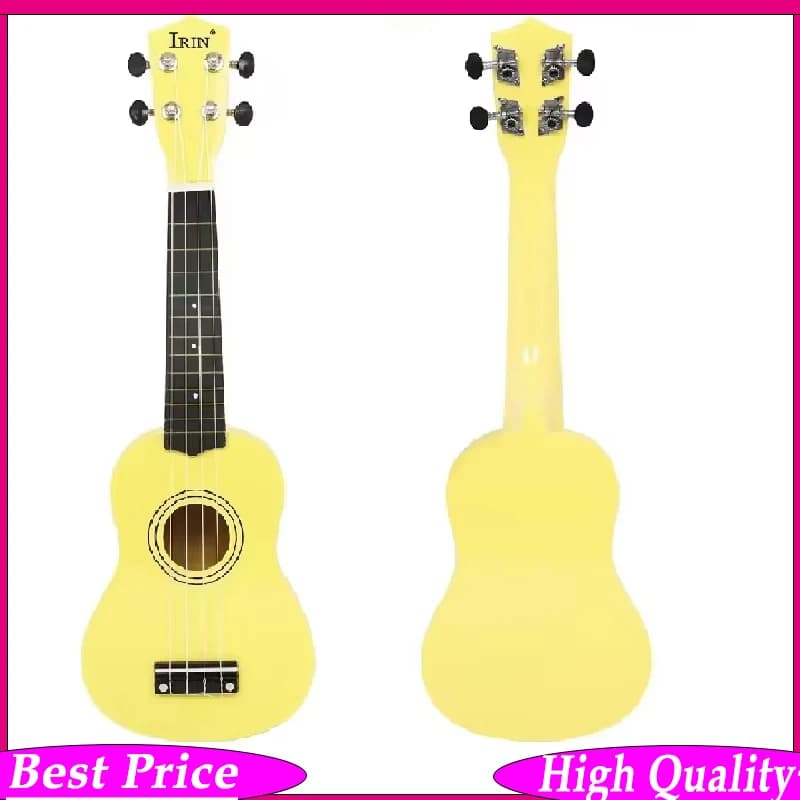 Ukulele IRIN da 21 pollici giallo | 4 corde, dimensioni concert | Adatto ai principianti e pronto per essere regalato | Strumento a corde