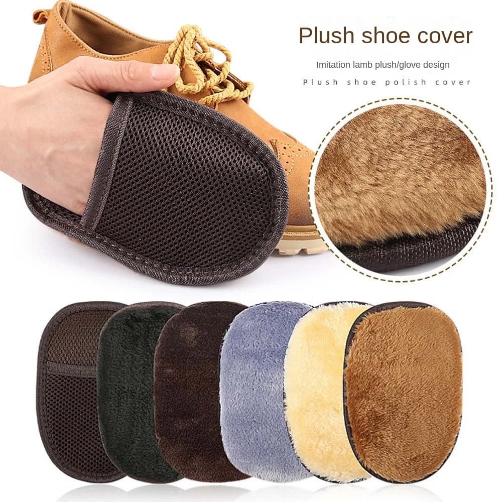 Strumento per la Pulizia delle Scarpe: Guanti in Peluche Lucidanti, Spazzole per Pelle e Borse, Spazzola per la Cura delle Scarpe a Basso Consumo di Fatica, Panno in Peluche Imitazione Agnello