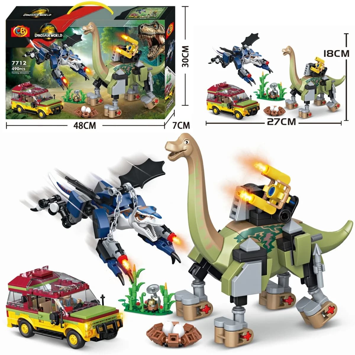 Mechanical Dinosaur Car Building Blocks Set - DIY Bricks Creative Toy for Kids Boys & Girls MOC Jurassic World Animal Park
