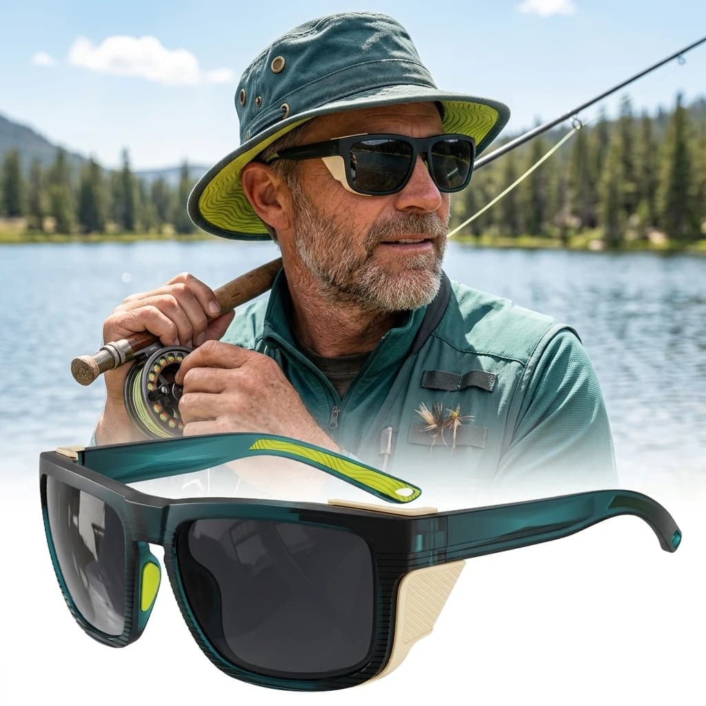 Unisex TR90 Polarized Sports Sunglasses UV400 – Removable Side Shields for Hiking, Cycling, Fishing & Outdoor Activities