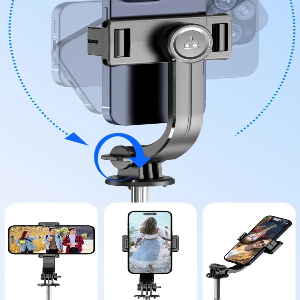 FANGTUOSI Treppiede per selfie con telecomando Bluetooth, asta estensibile a 6 sezioni, 360 ° Rotazione, opzione luce di riempimento, per vlog su telefono