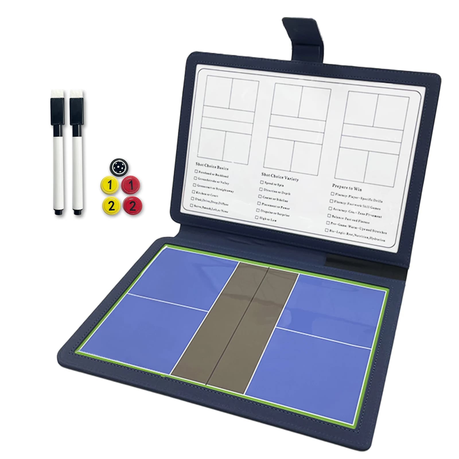 Lavagna da allenamento pieghevole per pickleball Lavagna strategica portatile da 12,6 x 9,6 pollici magnetica scrivibile cancellabile su due lati
