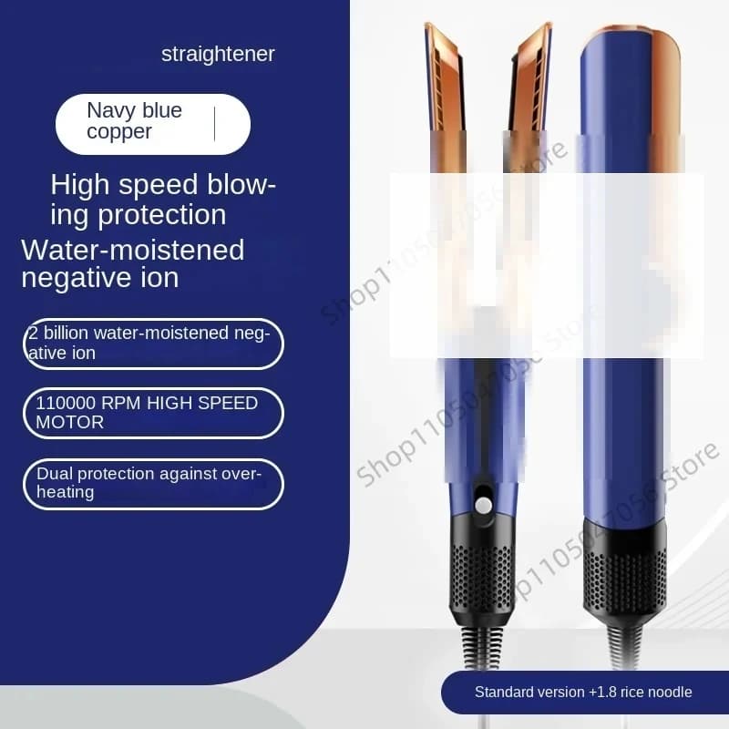Professional hair plate 2 in 1 with EU and KR plug, hair dryer with negative ions and ceramic plates, quick heating, for wet and dry hair HT01