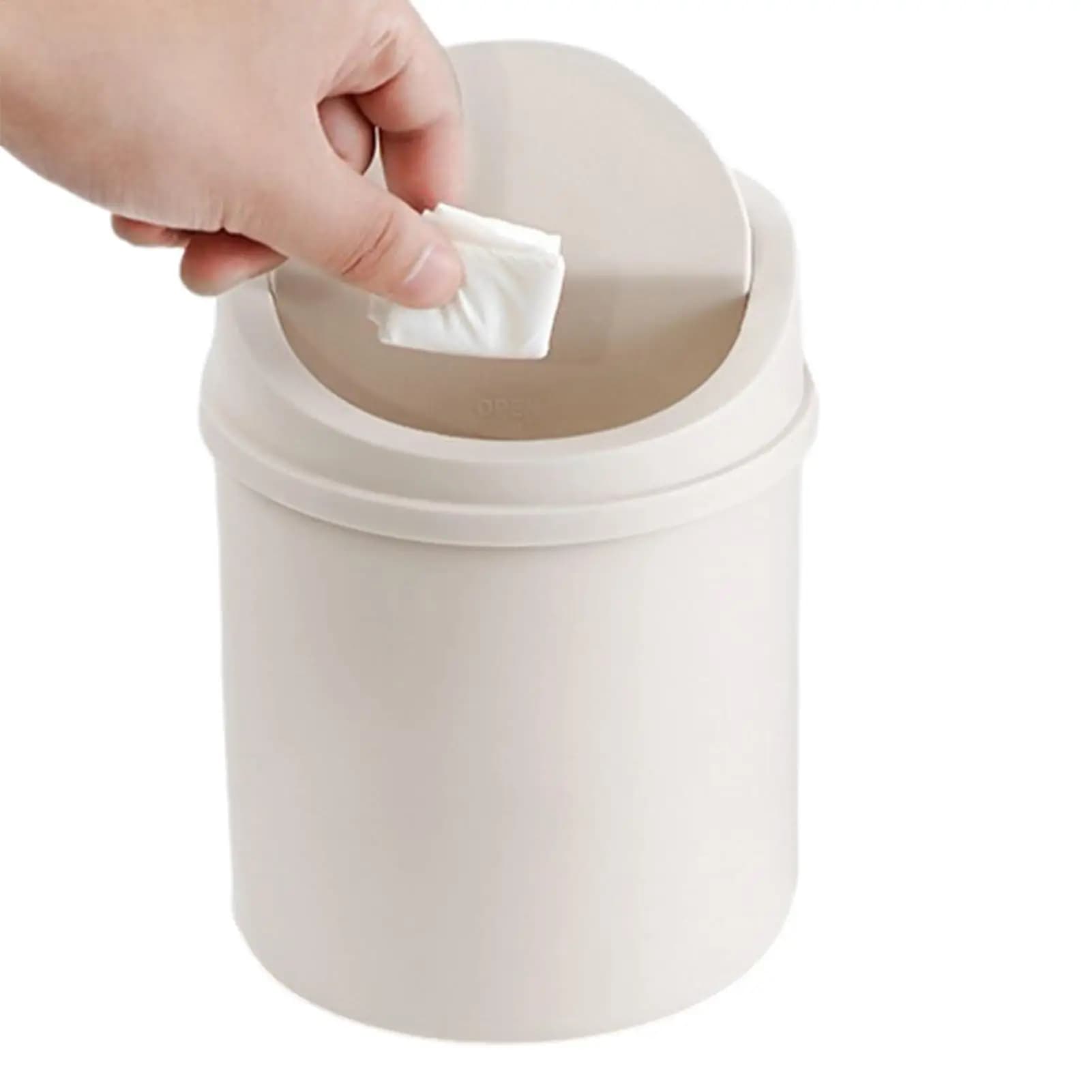 Mini cestino per rifiuti da tavolo in plastica con coperchio ribaltabile, piccolo cestino portatile per camera da letto, casa, tavolo, cucina, campeggio, viaggi