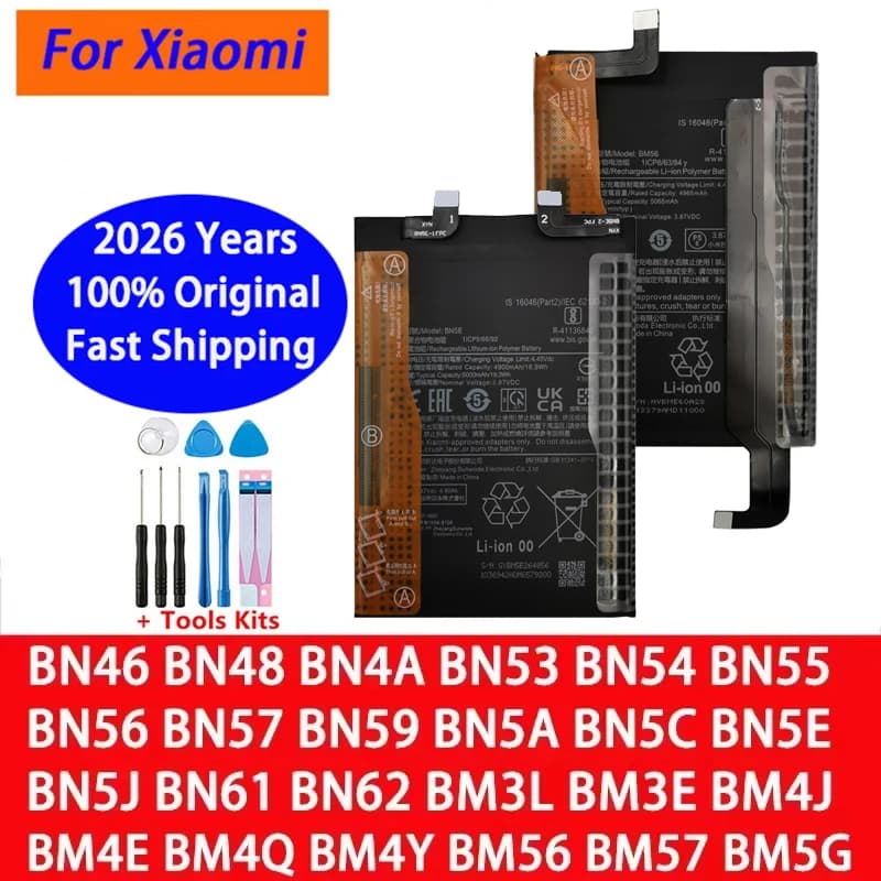 Batteria originale per Xiaomi POCO Redmi Nota Mi M2 F3 X3 3 M3 K40 X4 M4 X5 7 8 8T 9 9T 9S 10 10S 10X 11 11i 11T 12 12T 5G GT Pro