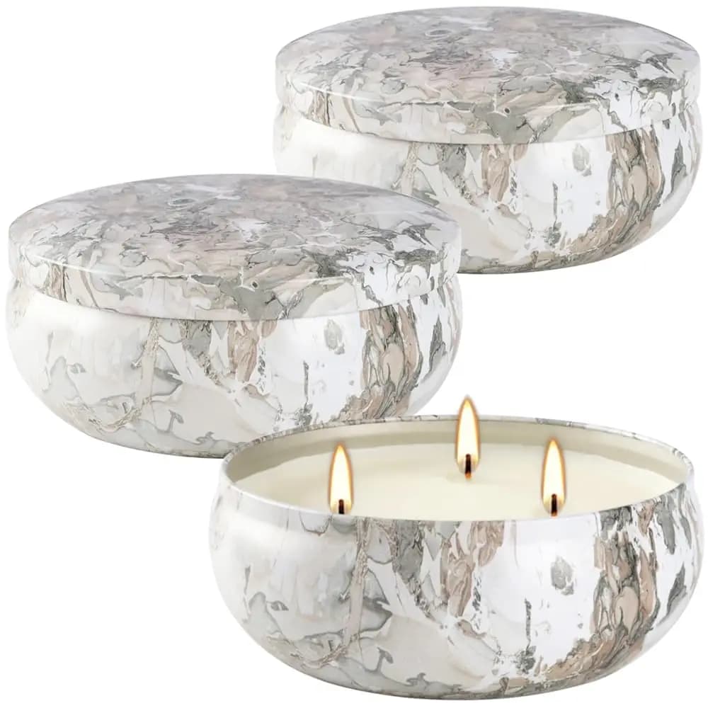 Candele alla Citronella per Esterni, Set da 3 Candele Grandi da 12oz con 3 Stoppini, in Cera di Soia Naturale, Profumate per l'Estate, Durata 240 Ore