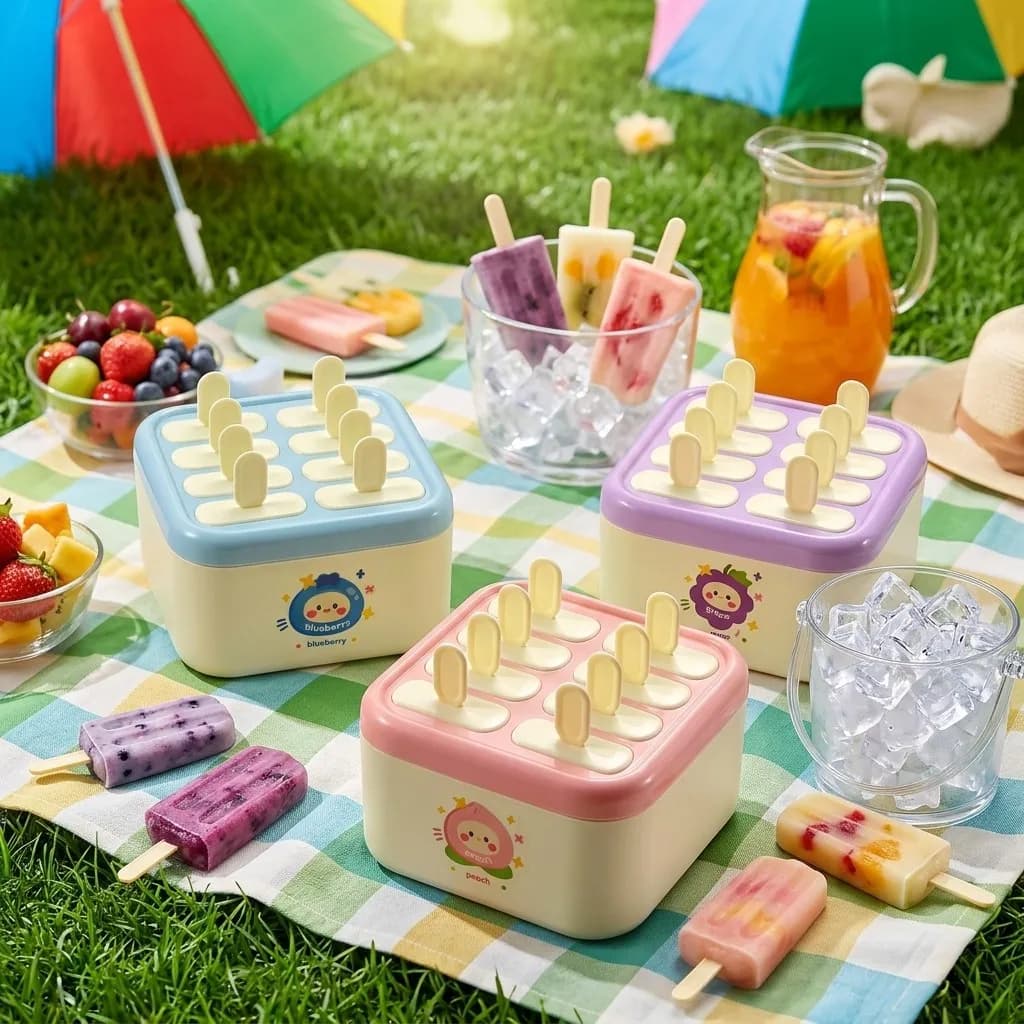 8 Grids Ice Cube Tray Reusable Ice Cream Popsicle Mold With Box & Plastic Stick DIY Summer Ice-lolly Molds Kitchen Bar Tools