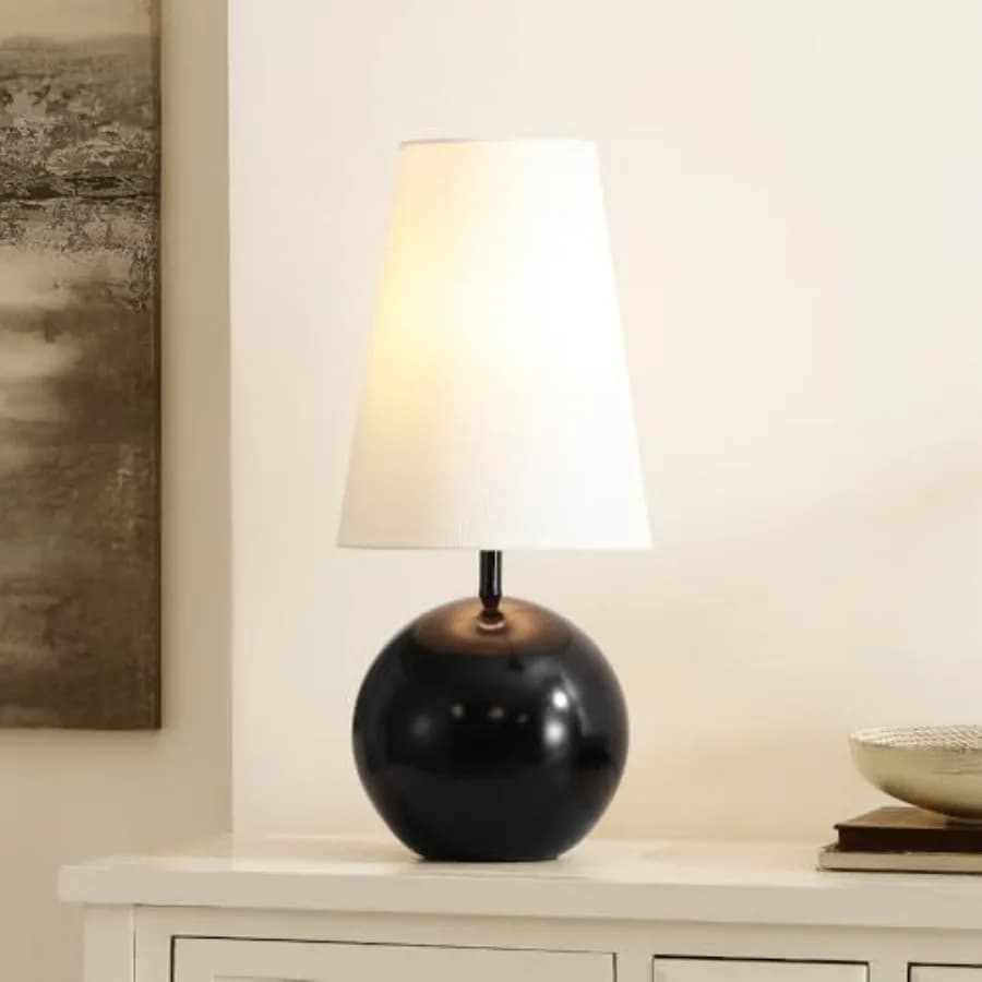 Lampada da Tavolo Rotonda Moderna Nera da 20 Pollici della Collezione Lighting Jo per Camera da Letto, Soggiorno, Ufficio, Scrivania, Comodino, Lampadina LED Inclusa