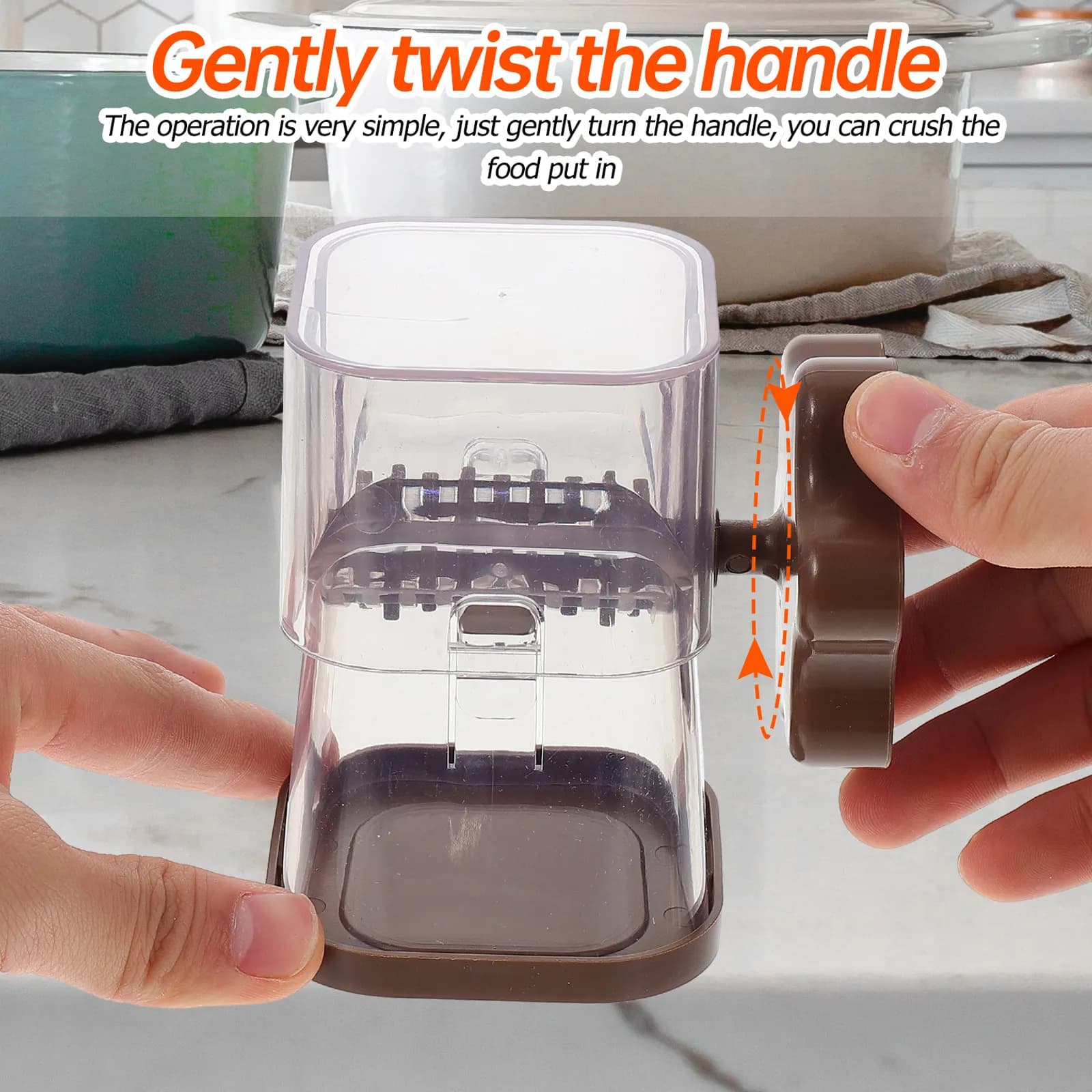 Mini Tritatutto Manuale per Alimenti, Frantumatore di Noci in Plastica, Trituratore da Cucina Smontabile per Arachidi, Noci, Cioccolato e Frutta Secca