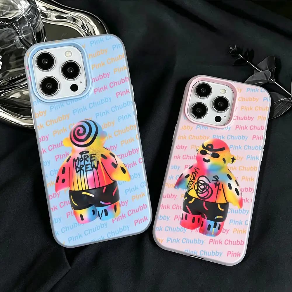 Custodia per telefono rosa Chubby effetto gelatina 2 in 1 a doppio strato, stile dopamine, compatibile con iPhone 17/16/15/14/13/12