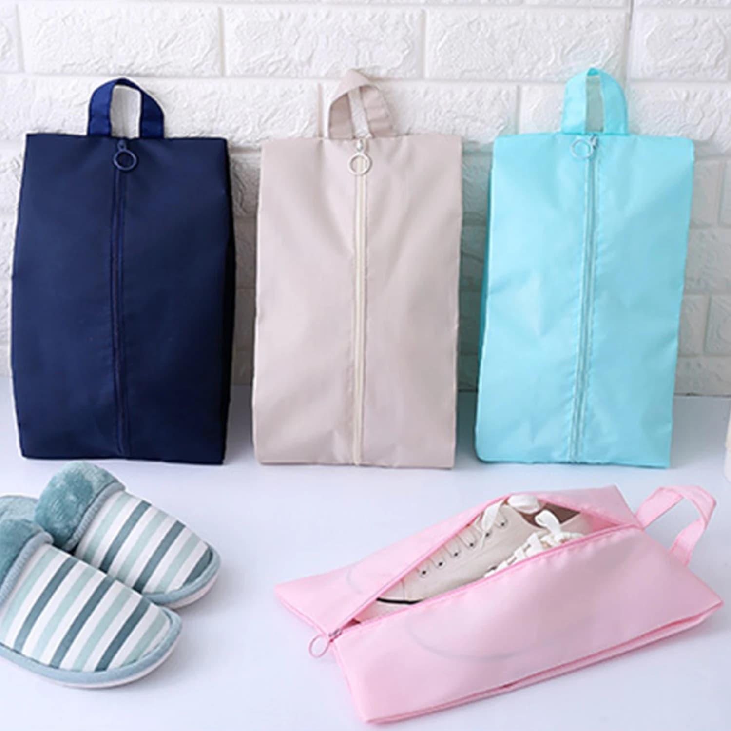 Borsa portaoggetti da viaggio scarpe da viaggio cubi da imballaggio biancheria intima articoli vari finitura borsa per scarpe con cerniera portatile impermeabile multifunzionale