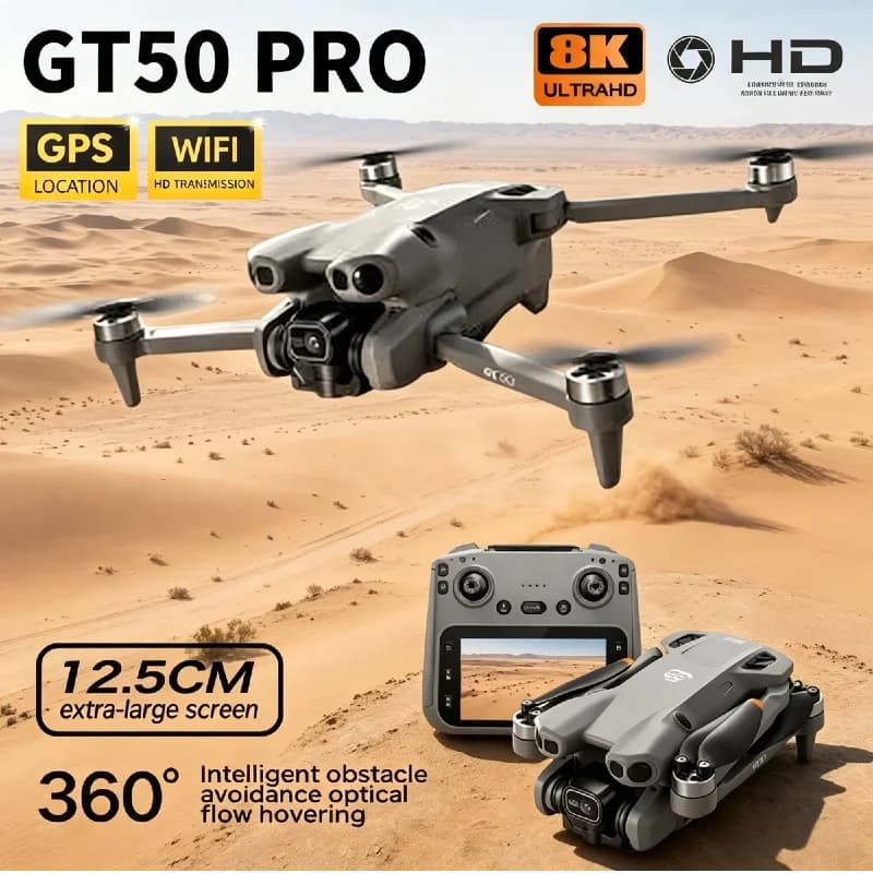 Drone Brushless Lenovo GT50 5G con Fotocamera 8K HD per Fotografia Aerea, Localizzazione Ottica del Flusso e Quadricottero RC con Schermo