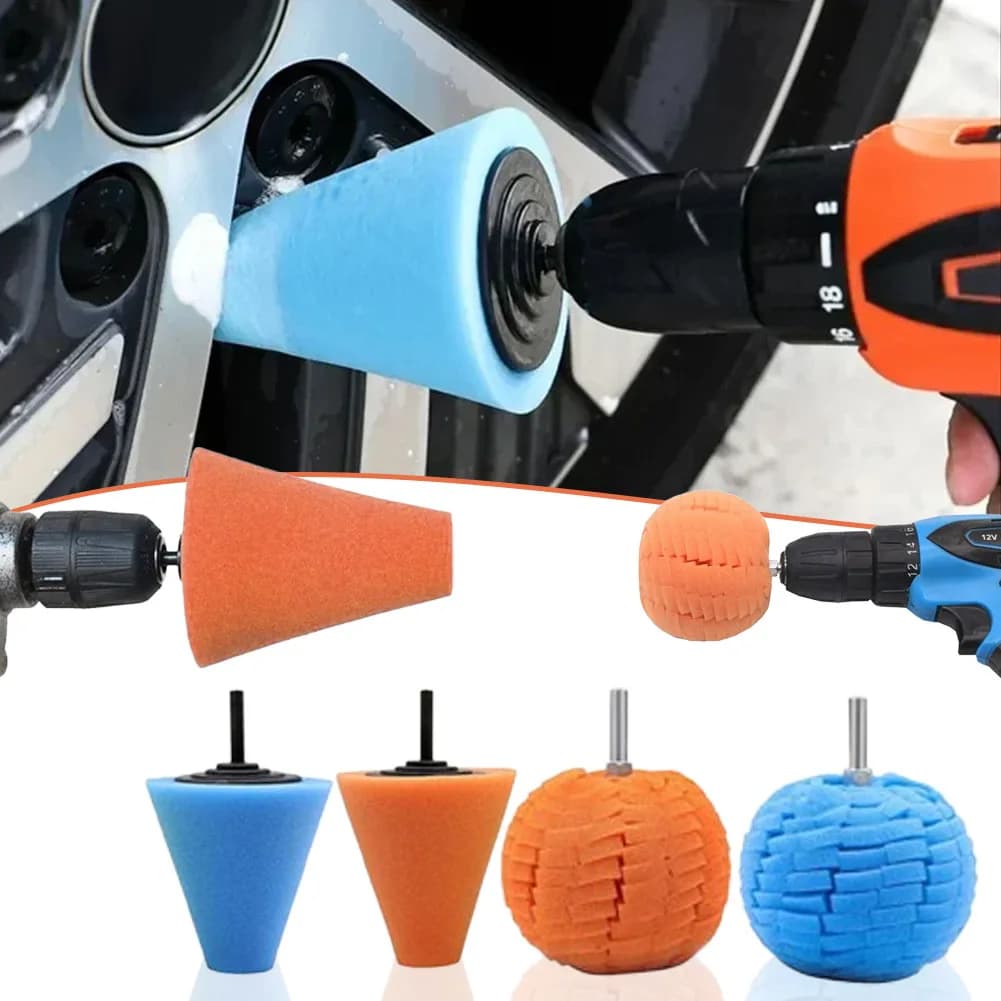 1-10PCS Mozzo per auto Lucidatura Spugna Testa di molatura Ruota in spugna conica Strumento di molatura in plastica metallica Accessori per la pulizia dei cerchioni automatici