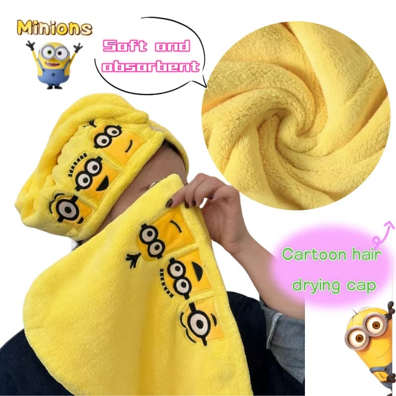 Nuovo Asciugacapelli a Forma di Minion, Cappello Creativo Personalizzato con Ricamo, Comodo e Assorbente