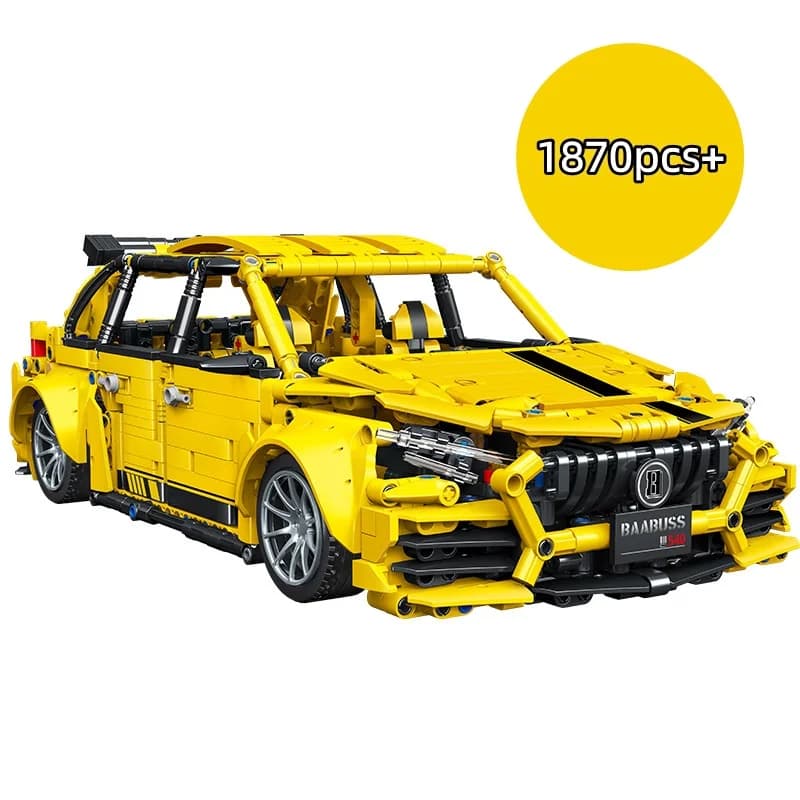 Blocchi da Costruzione Tecnici Creativi Gialli per Auto da Corsa, Modello Sportivo Fai-da-Te, Decorazioni da Tavolo, Regali di Compleanno per Bambini e Adulti