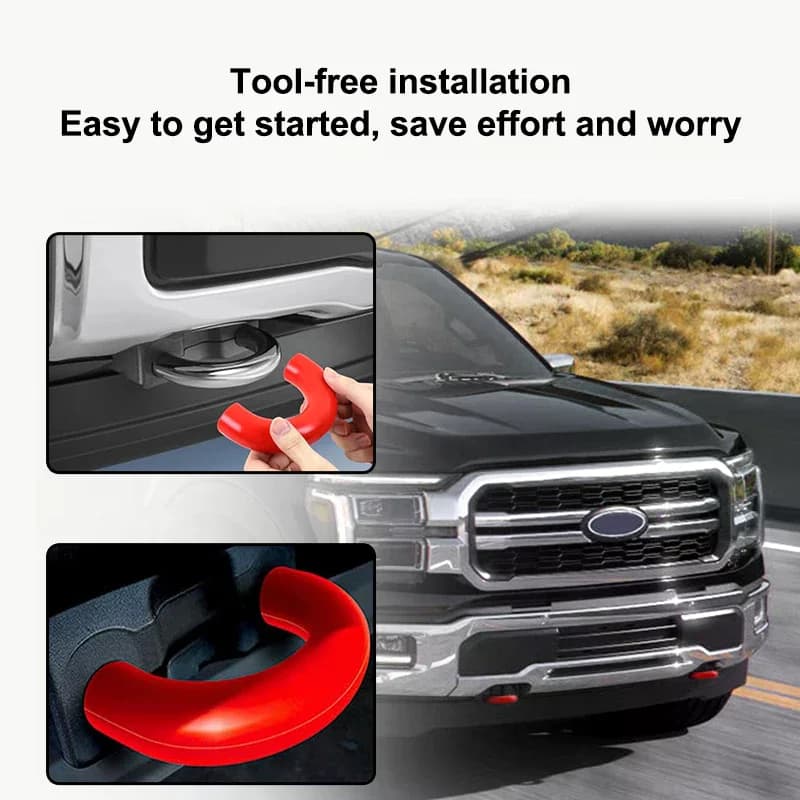 1 paio di accessori esterni per auto Manicotto per gancio di traino con anello a D per F150 2004-2024 Manicotto per gancio di traino con anello a D rosso