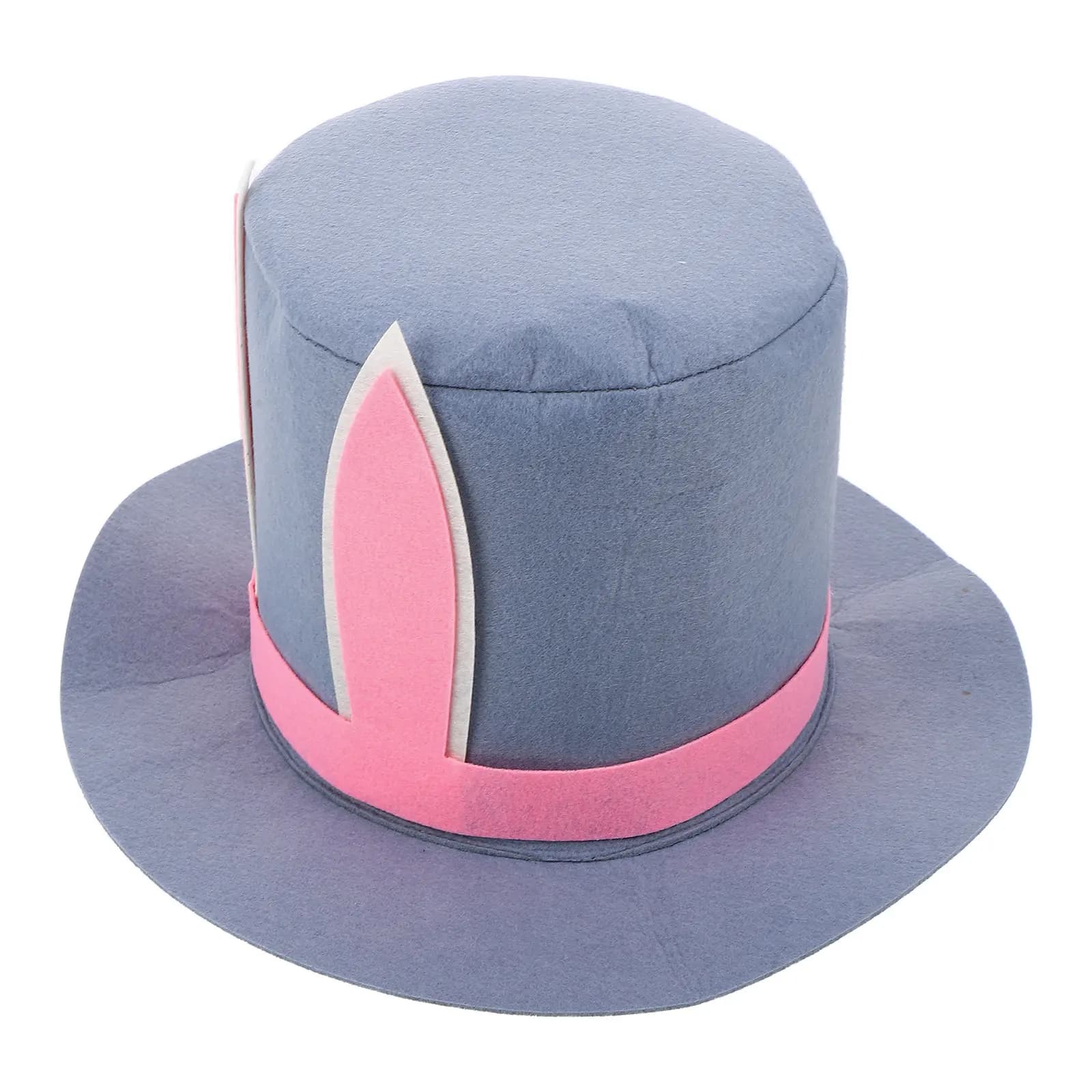 Felt Easter Top Hat Bunny Ear Costume Accessory for Women Adults Party Cosplay Dress Up Carnival Festival Novelty Headwear Set