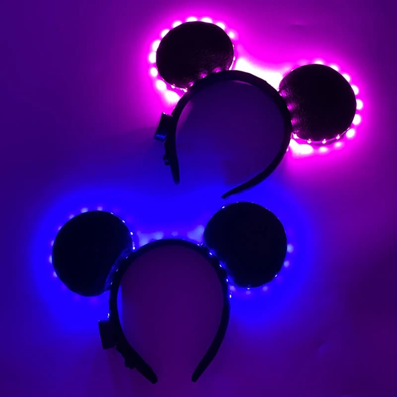 Costume a tema mouse illuminato a LED, fascia per orecchie da topo, fascia per capelli con luce a LED per la decorazione della festa di compleanno di Halloween
