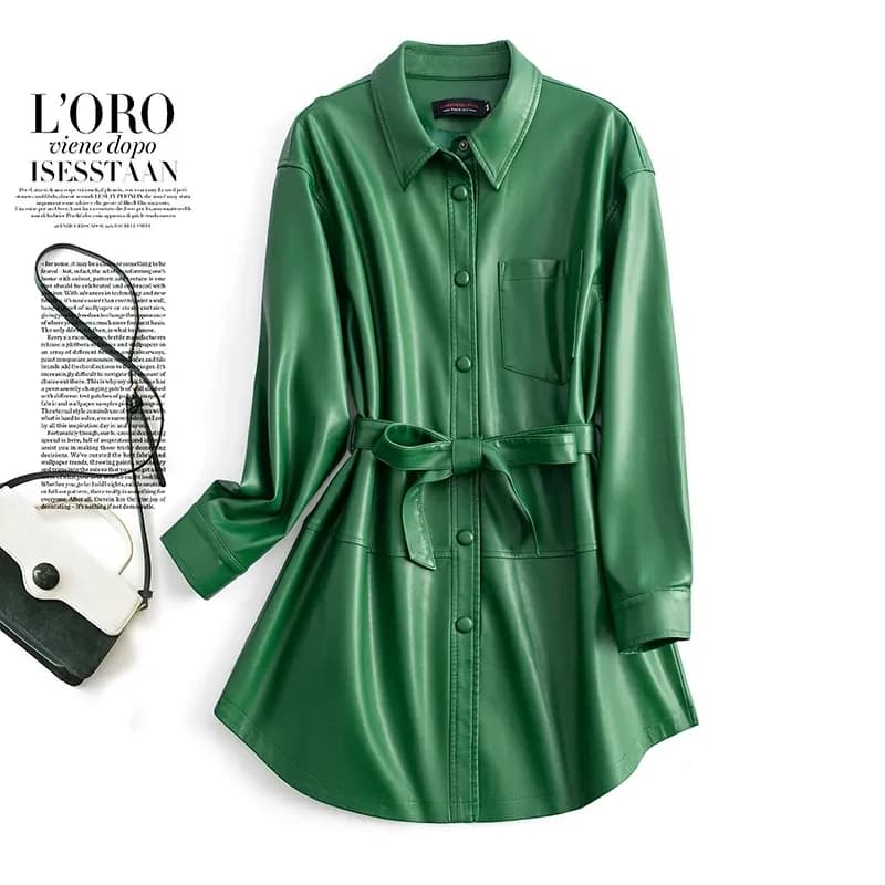 Cappotto di pelle di pecora da donna 2024 Autunno Nuovo vera pelle di pecora divisa da donna Cintura monopetto di media lunghezza Giacca casual Outwear