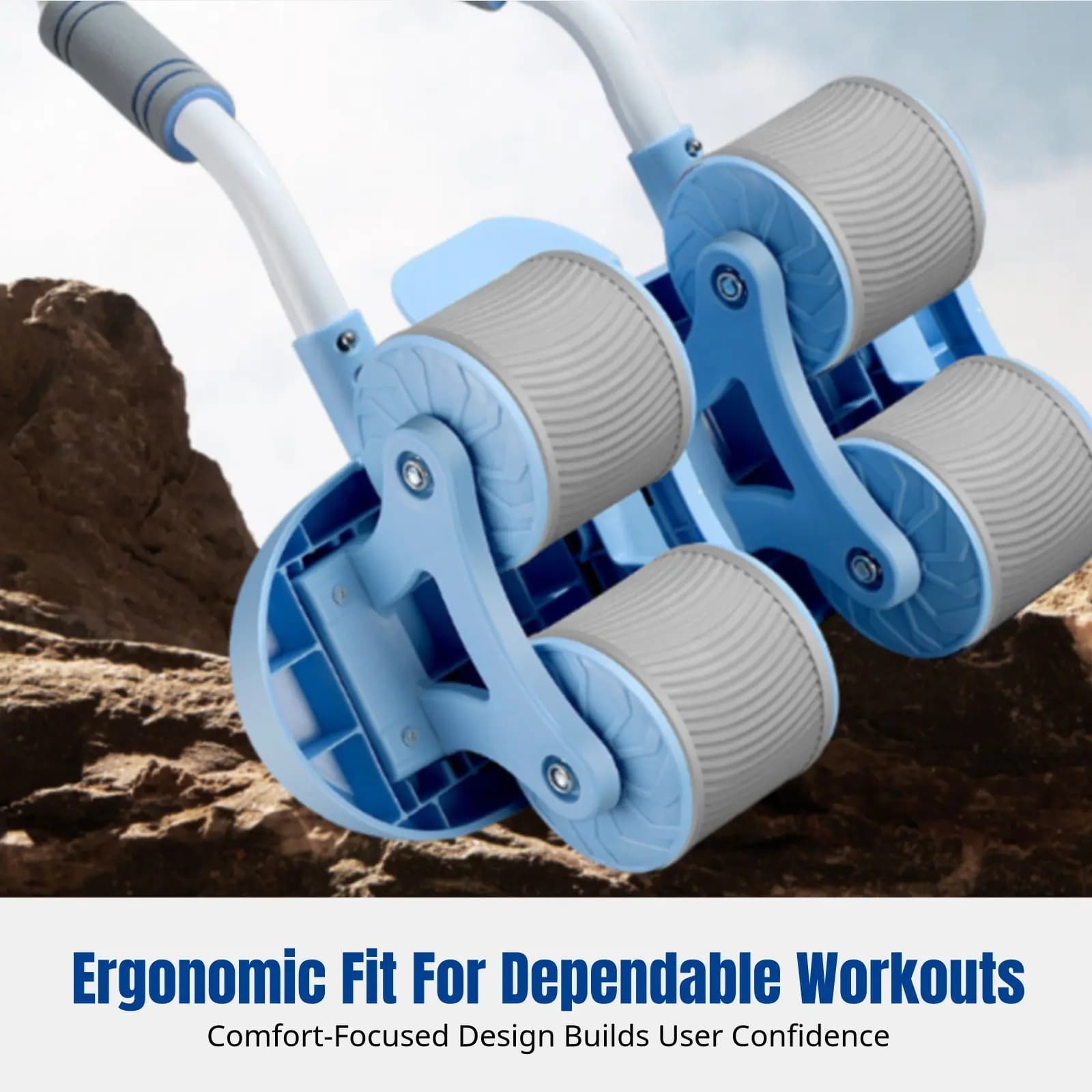 Wheel for Abdominal, Four Wheels, Elbow Support, Intelligent Timer, Automatic Rebound, for Plank and Sit-Up, Cellular Support, Fitness Equipment