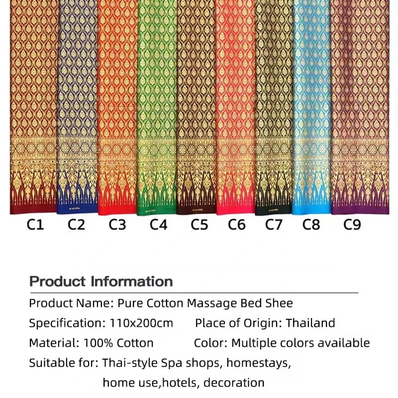 Lenzuolo per lettino da massaggio spa con olio essenziale tradizionale thailandese, tessuto multifunzione tipo sarong, bandiera per lettino da salone di bellezza del Sud-est asiatico