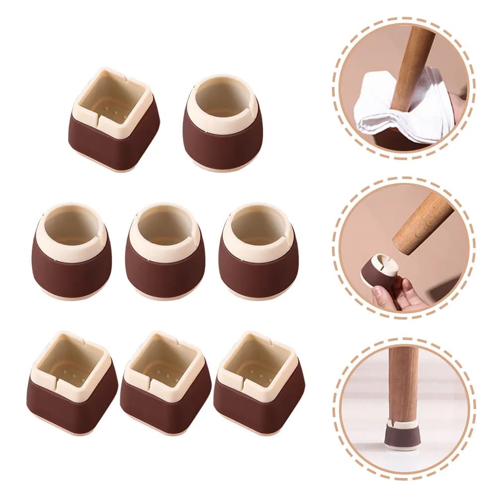 8Pcs Heavy Duty Silicone Furniture Leg Covers for Tables Desks Sofas Beds Cabinets Non Slip Floor Protectors Hardwood Floor Safe
