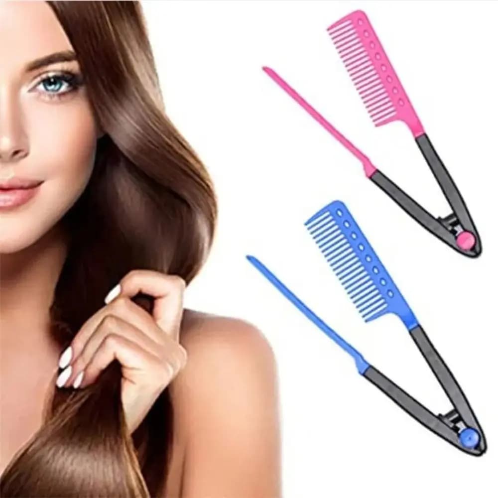 Portable Folding V Type Hair Straightener Brush Natural Hairdress Tool Curling Comb Hair Styling DIY Fluffy Artifact Hair