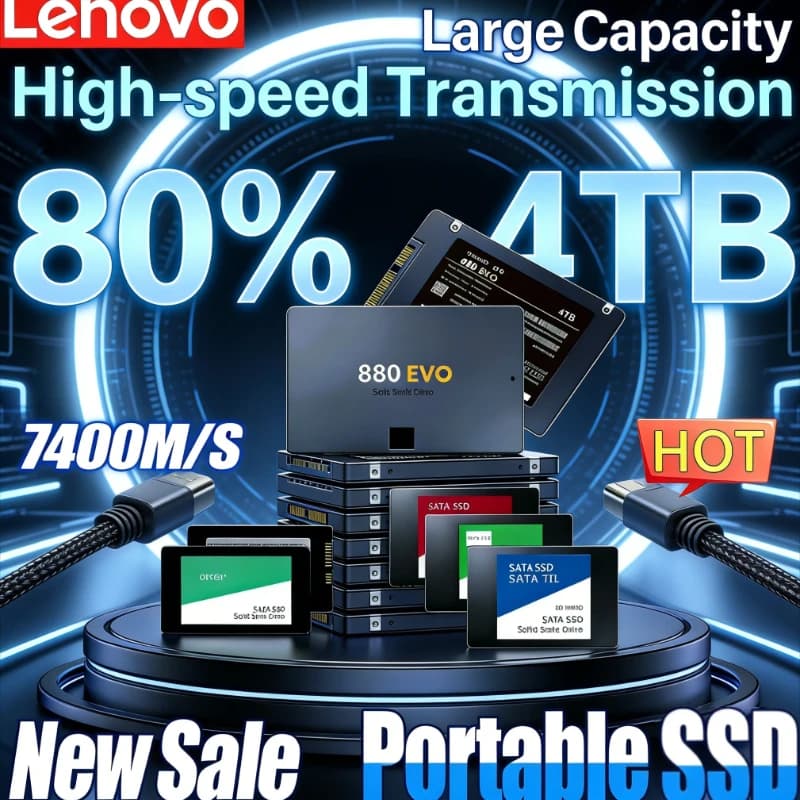 Lenovo SSD 880 EVO da 4TB, 500GB, 1TB, 2TB, Disco a Stato Solido Interno, Disco Rigido SATA3 da 2,5 Pollici per Laptop, Microcomputer e Desktop