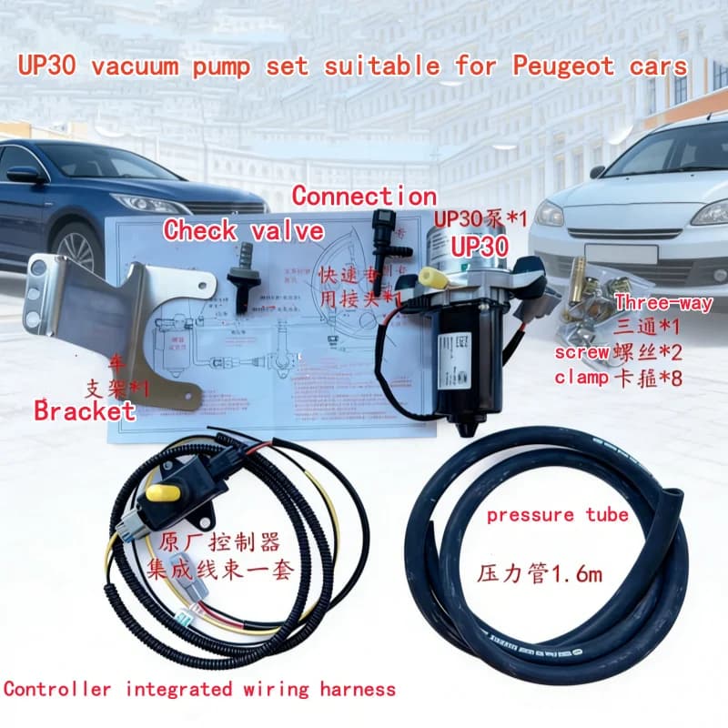 Kit pompa a vuoto elettronica con pompa booster adatto per auto Peugeot come 408, 308, 3008, 508, 307, 3007, 408, ecc.