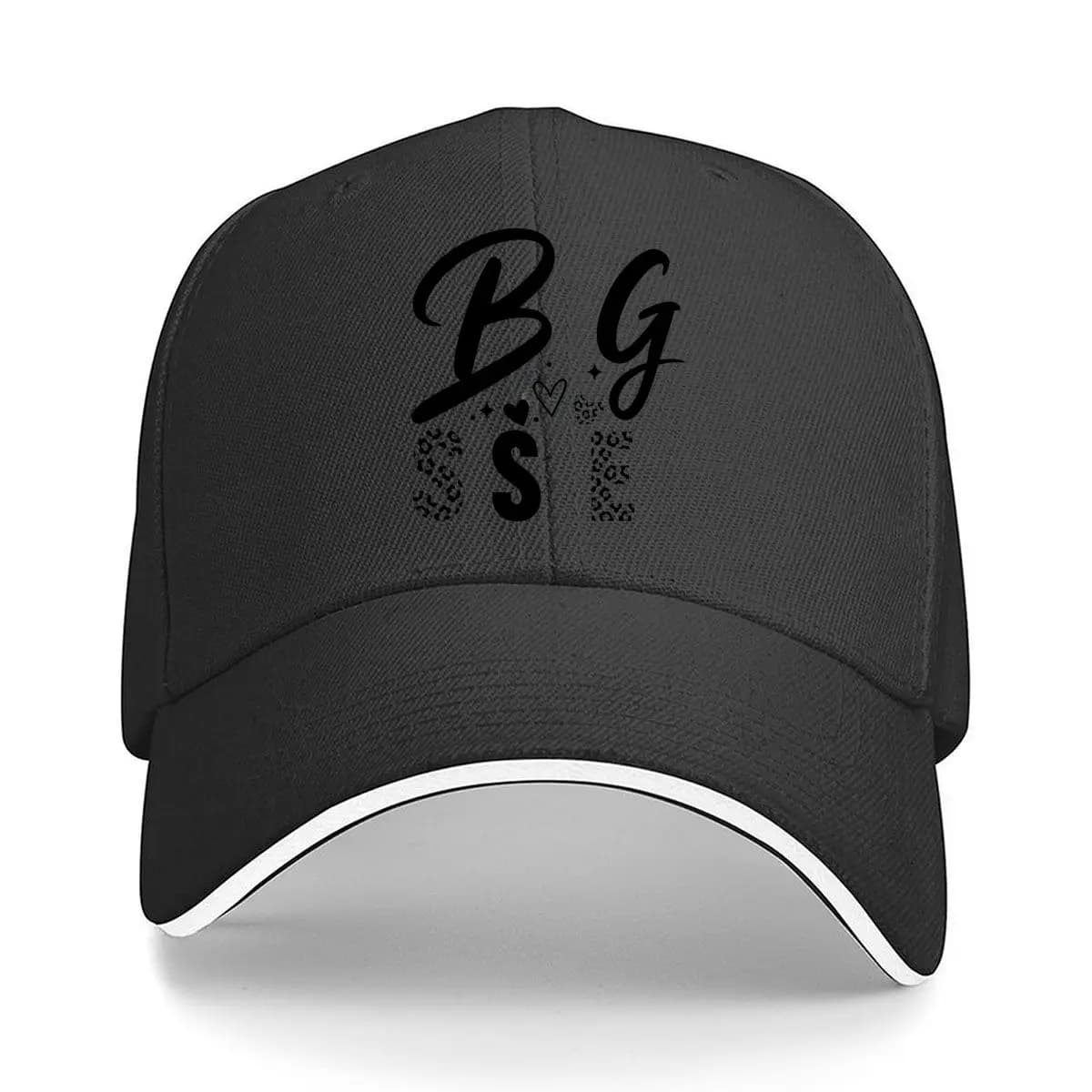 Bold Big Sister Leopard Script Heart Sandwich Baseball Cap Sun Cap Outdoor Workouts Hat