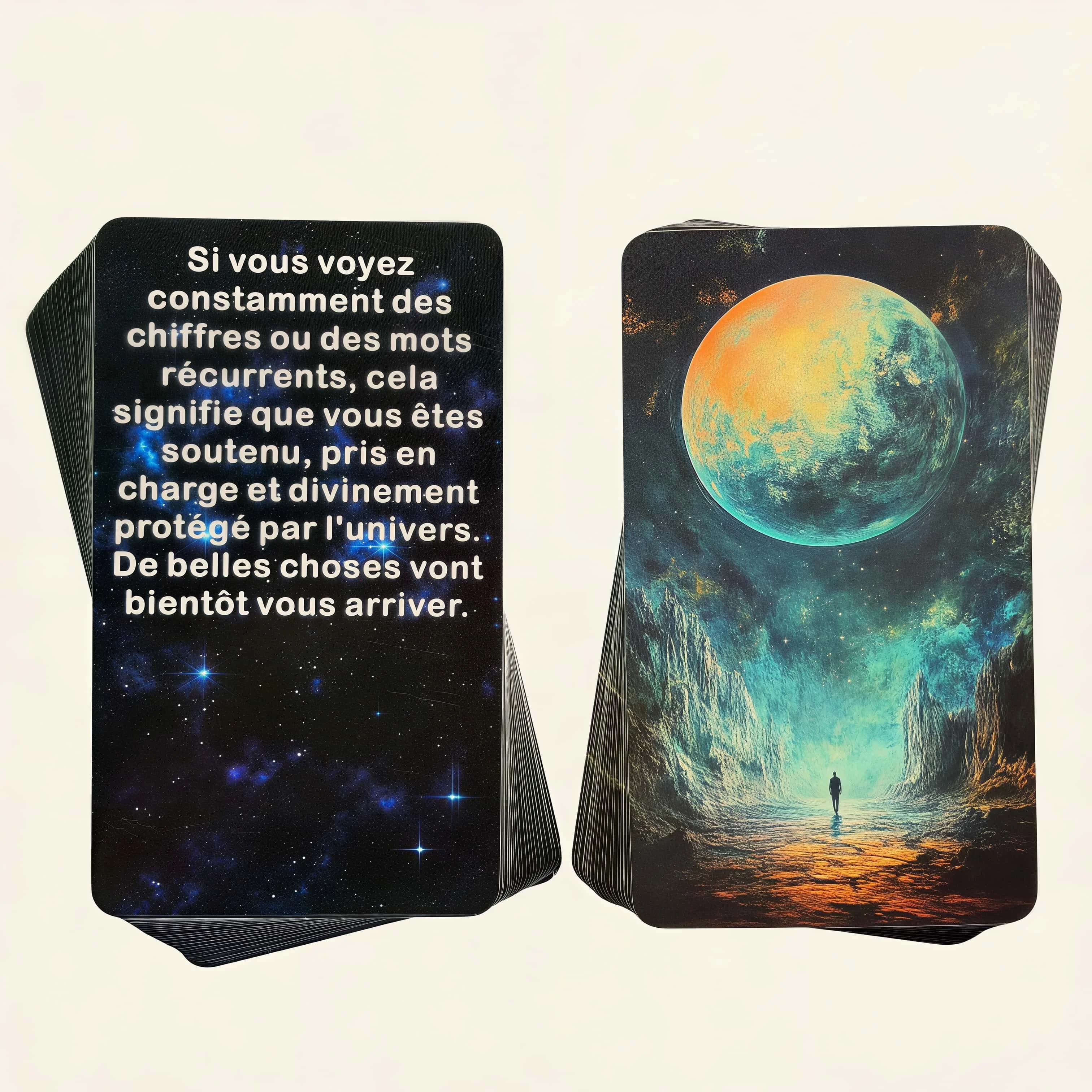 54 Carte Oracolo dei Messaggi Francesi dallo Universo, Serie Tarocchi, Mazzo per Guarigione Spirituale e Meditazione, 12×7 cm / 4.72×2.76 pollici