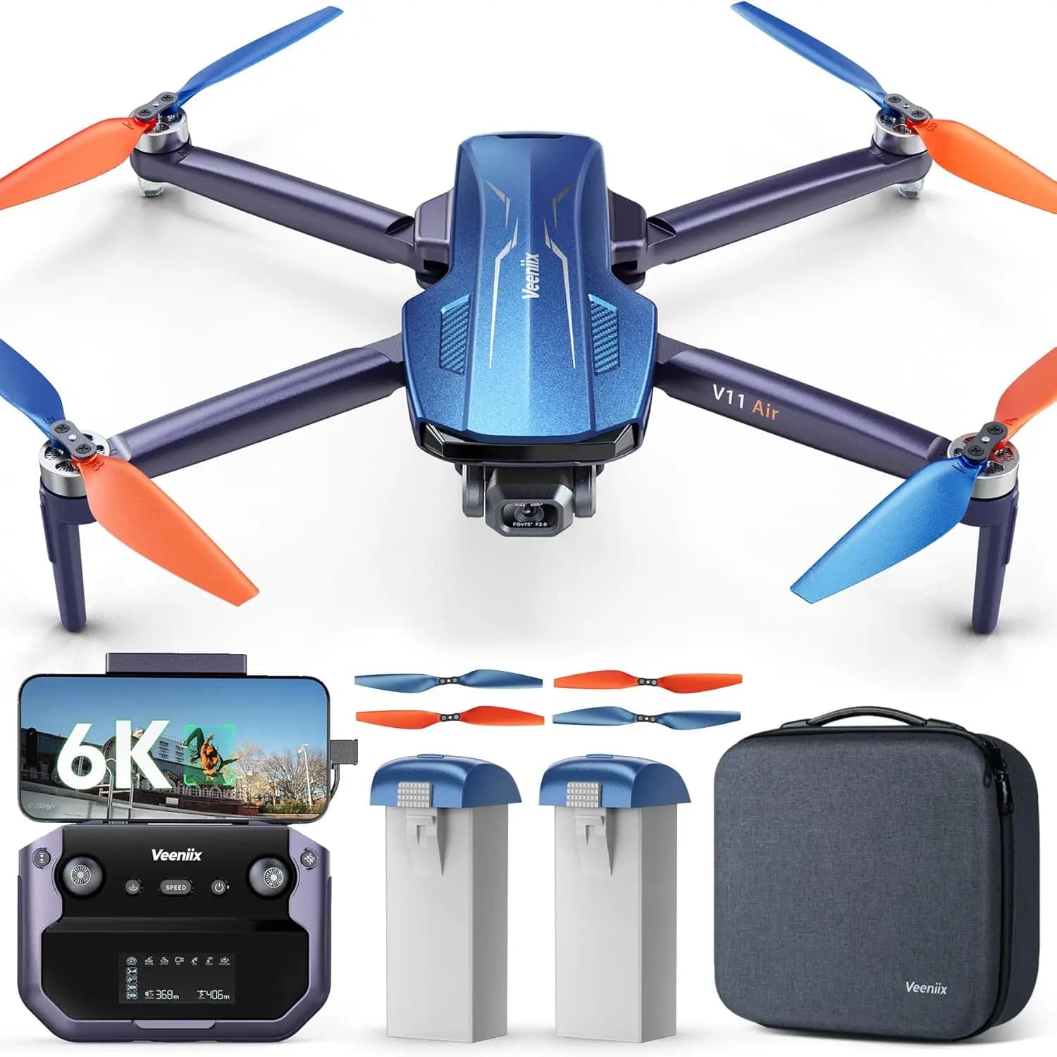 Drone V11 con Telecamera 6K UHD, Gimbal a 3 Assi, 70 Minuti di Autonomia, Ritorno Automatico per Adulti