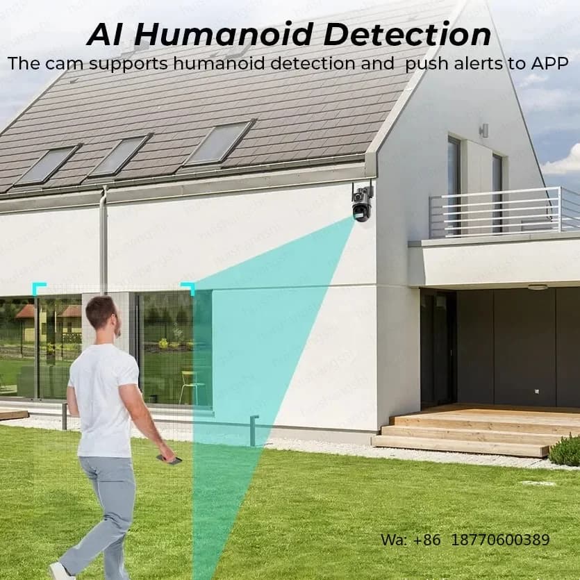 Telecamera di Sicurezza Wireless Esterna 8K 15MP con Tripla Lente, Tracciamento Automatico, Videosorveglianza CCTV per Casa Intelligente