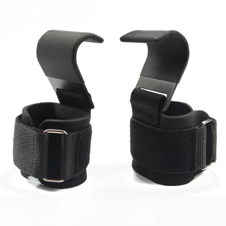 2 pcs weight lifting hook handles with wrist bands gym wrist strap fitness hook weight strap pull-up gloves for weight lifting
