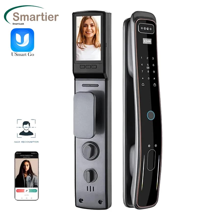 Glomarket Sicurezza Citofono visivo completamente automatico Smart Lock Riconoscimento facciale 3D Impronta digitale biometrica Cerradura Inteligente