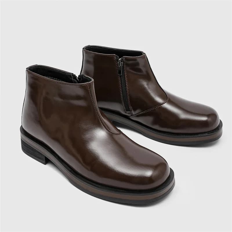 Stivaletti Chelsea da ufficio casual da uomo in stile britannico scarpe marroni nere stivali da cowboy in vera pelle con plateau alla caviglia botas maschili