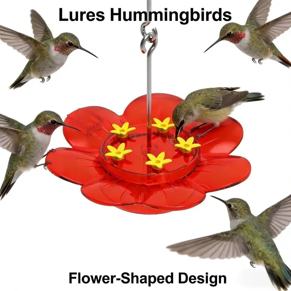 Leak-Proof 2 in 1 Bird Feeder Decorative Weather-Resistant Hummingbird Feeder with Suction Cup and Hook Hanging Feeder
