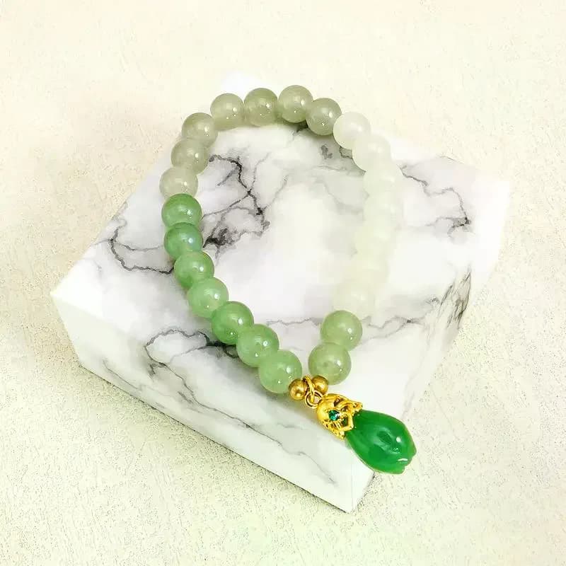 Bracciale in Giada Orchidea, Regalo di Lusso per Donne, Classico Braccialetto in Agata, Gioiello d'Accento