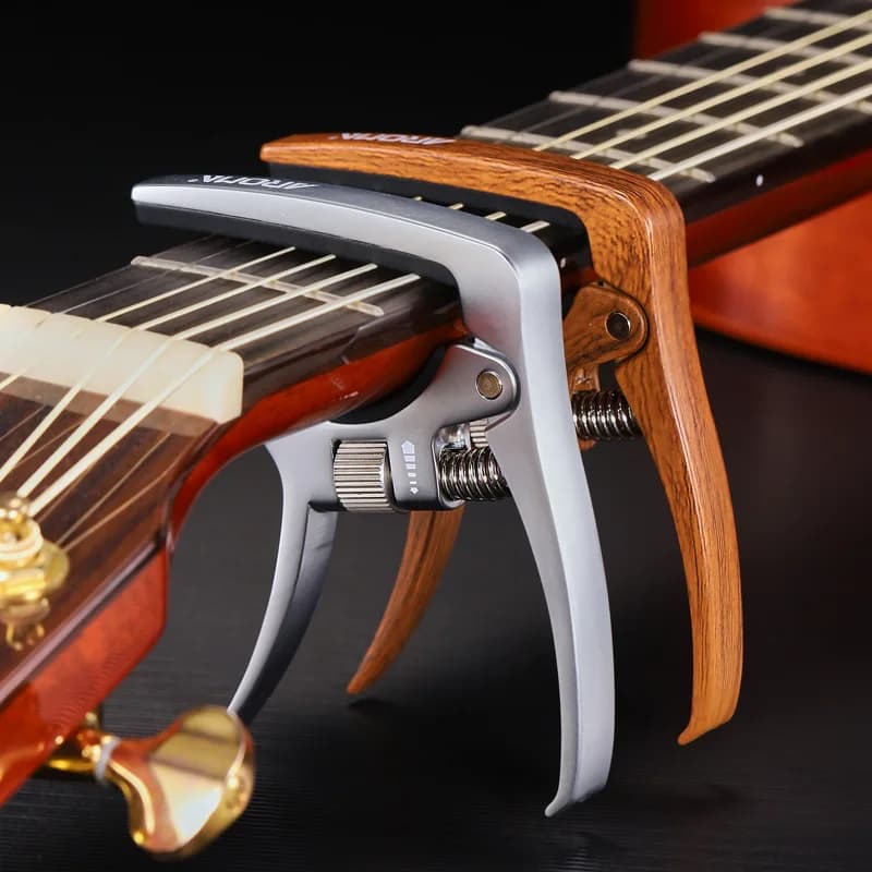 AROMA AC-30 Wood & Silver Guitar Capo for Acoustic Electric Guitar Pressure Tension Adjustable Guitar Parts Accessories