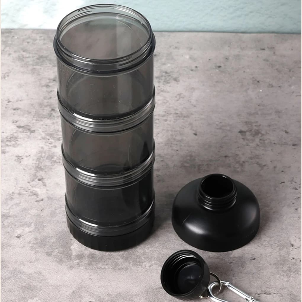 Powder and Milk Protein Portable Container with Funnel and Keychain, Children's Snack Box