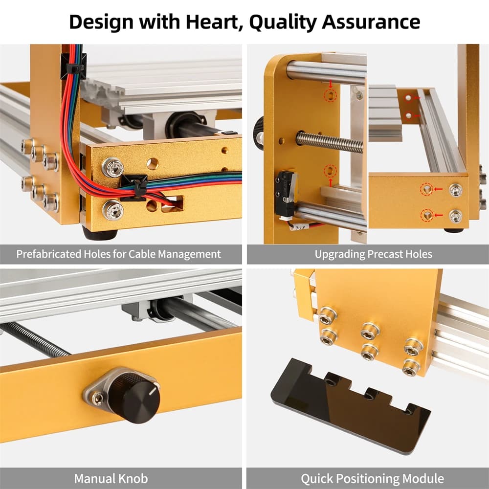 3018 Plus V2.0 500W Table Wood Engraver Kit with 52mm Spindle Support, Stepper Nema17 Motor and 5.5W/10W Laser