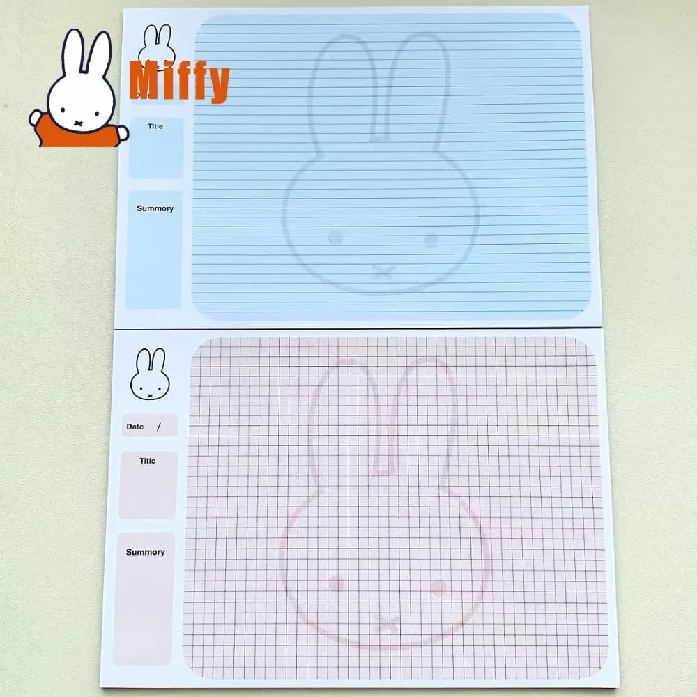 Kawaii Miffy Memo Pad Cute Rabbit Stationery Notebook Thick B5 Lined Grid Paper Aesthetic Student School Office Supply Gift
